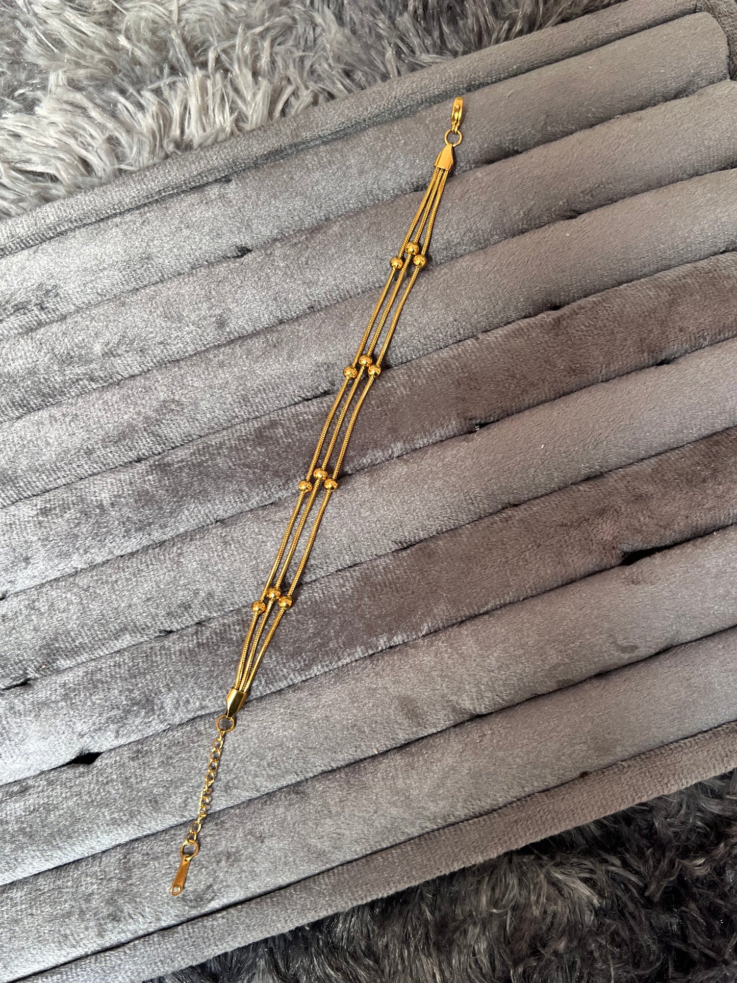 Trendy Three Layer Bead Chain bracelet