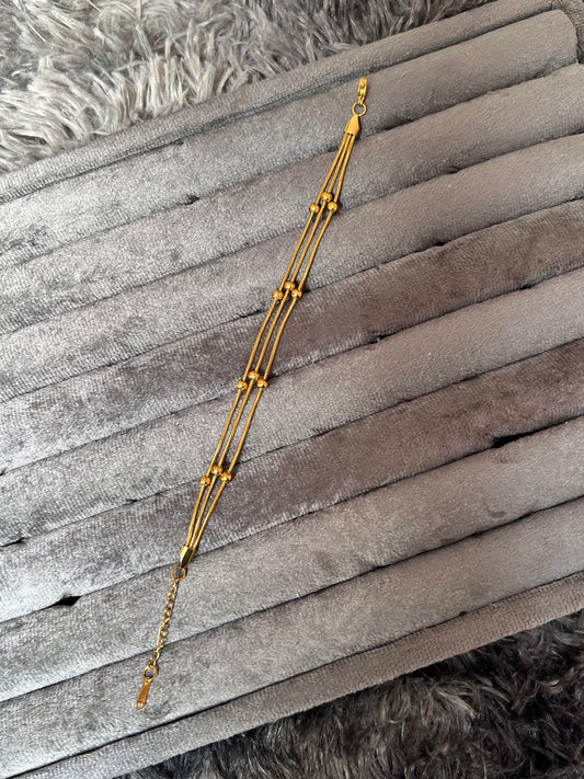 Trendy Three Layer Bead Chain bracelet