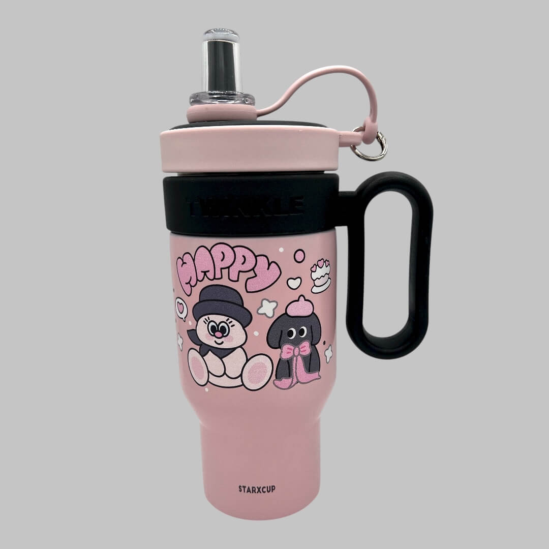 Stainless Steel Twinkle Colorful Tumbler Water Bottle Insulated With Strainer And Straw For Kids 850ml