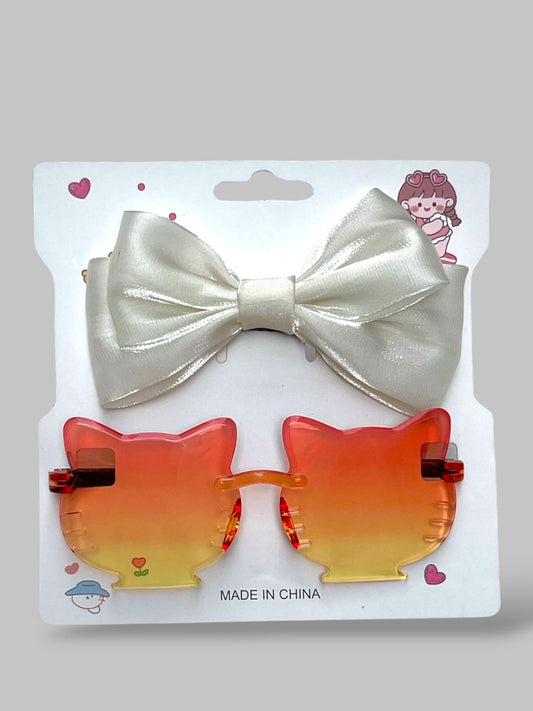 Girls hairbow with trendy glasses Combo