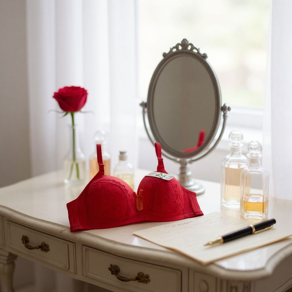 Lightly padded with side shaping panels wire-free lace bra