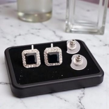 American Diamond Square Silver Plated Delicate Pendant Set