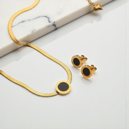 Simple Round black Roman numeral Stainless steel set