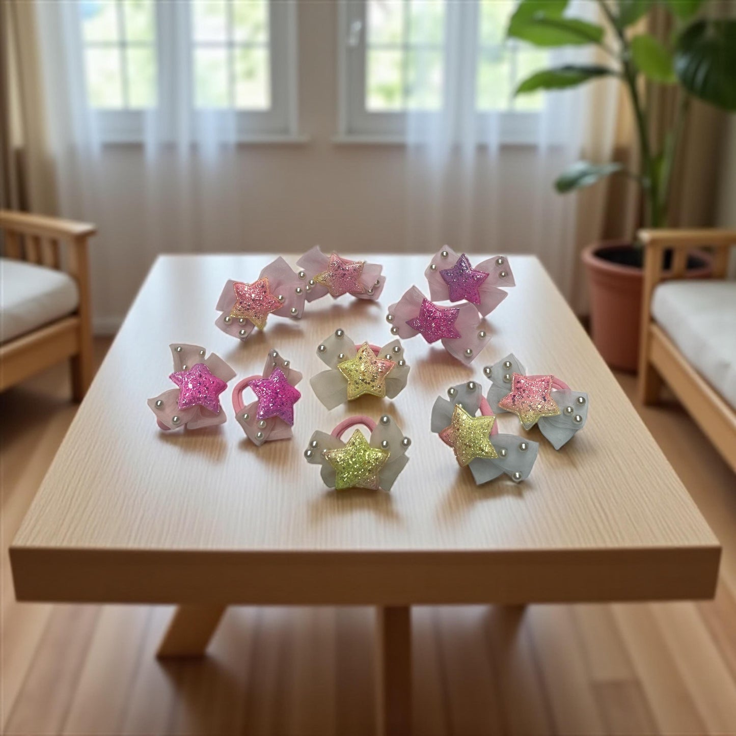 Bow pearls ponie pair