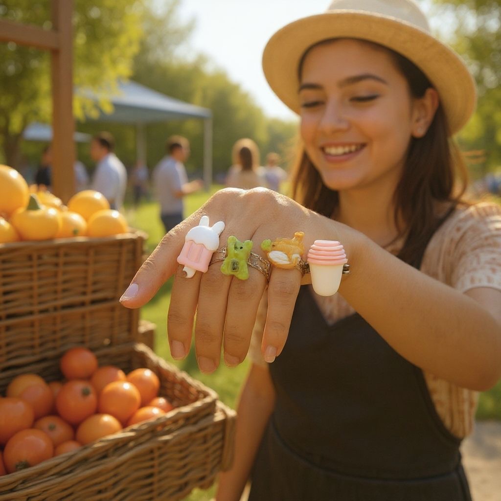 Girls ice cream Rings (set of 4)