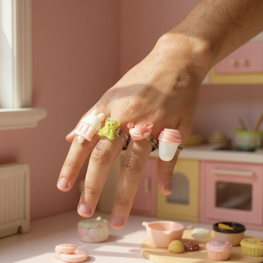 Girls ice cream Rings (set of 4)