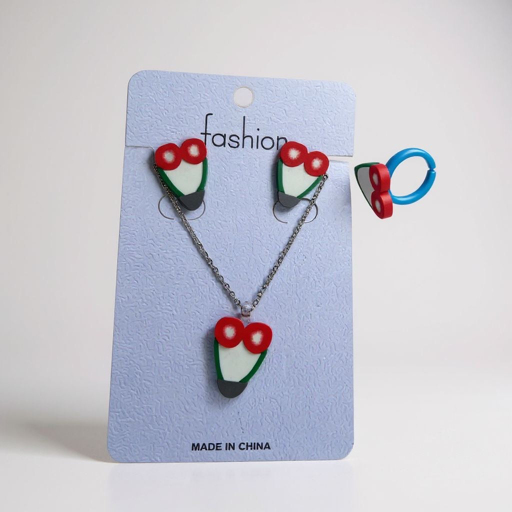 Fruit necklace-ring-earrings