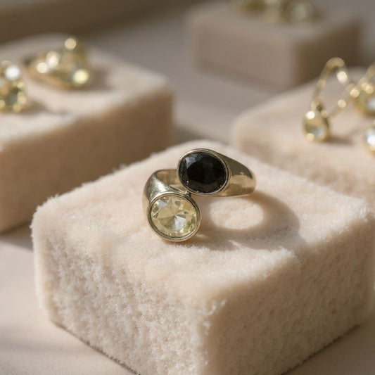 Black Stone & zircon ring