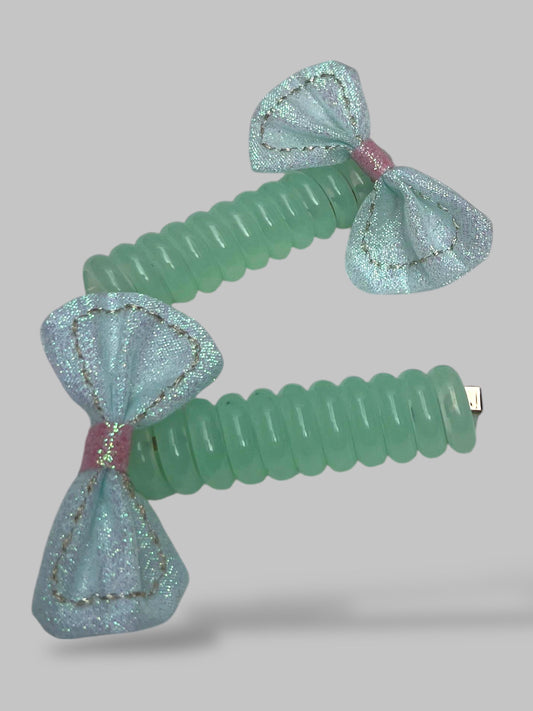 Girl Bow hair spiral pair