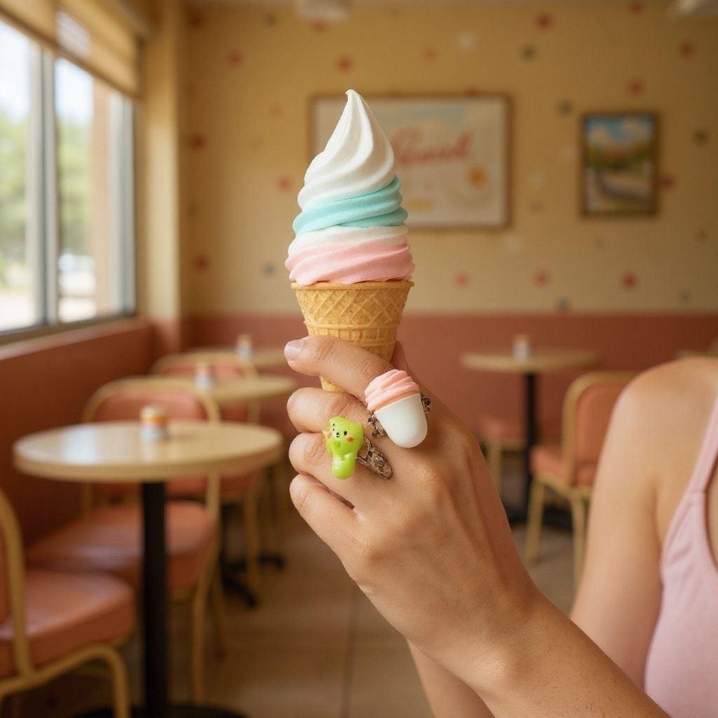 Girls ice cream Rings (set of 4)