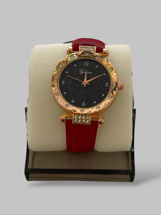 Red Stone watch Black & gold teenage