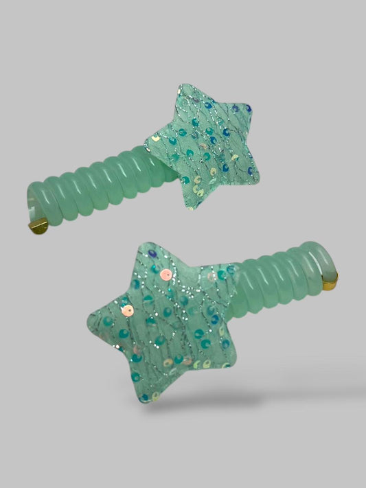 Girls star hair spiral pair