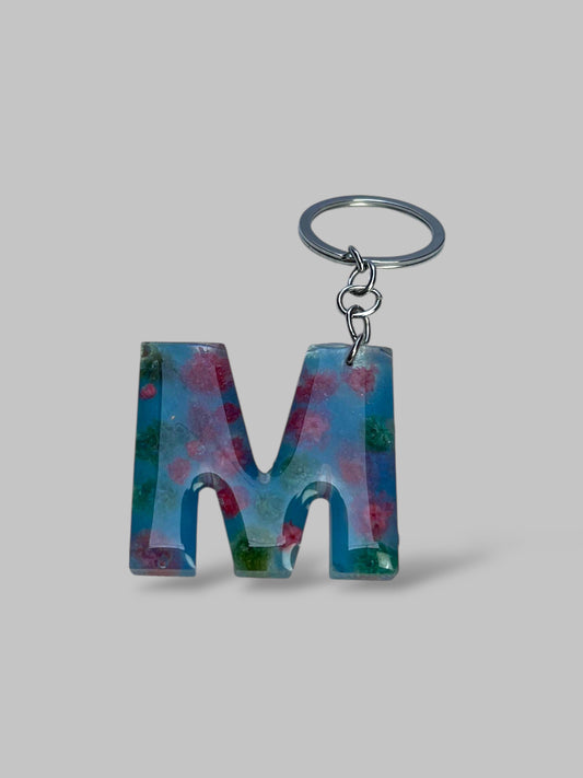 resin art keychain Alphabet M