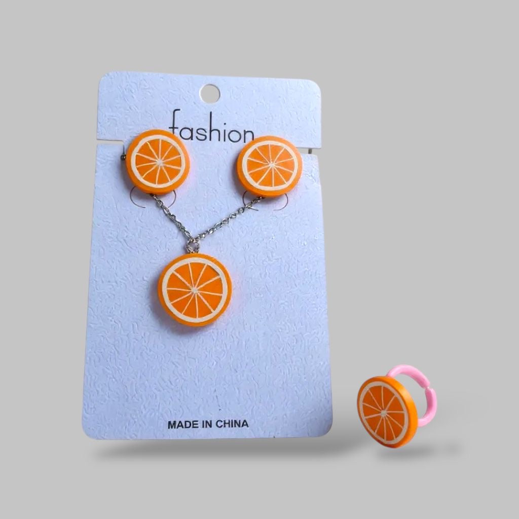 Fruit necklace-ring-earrings