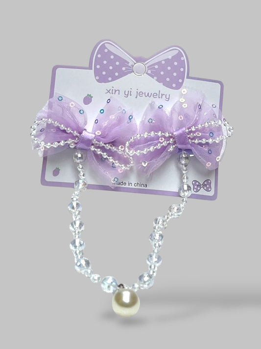 Girls Bow pearl hanging pin