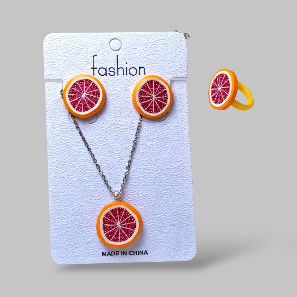 Fruit necklace-ring-earrings