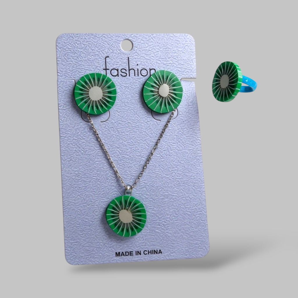 fruit necklace with earrings with ring