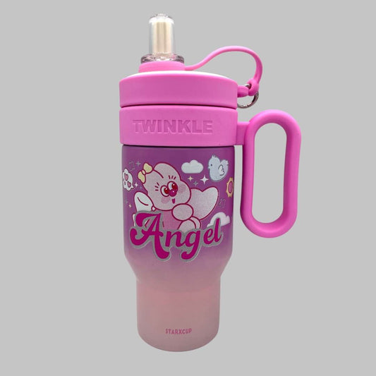 Stainless Steel Twinkle Colorful Tumbler Water Bottle Insulated With Strainer And Straw For Kids 850ml