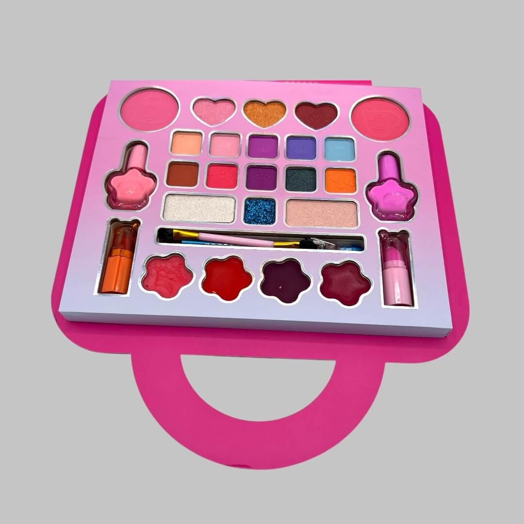 Girls Makeup Kit Toy – All-in-One Professional Makeup Set for Kids | Safe Pretend Play Beauty Set with Mirror, Brush & Accessories