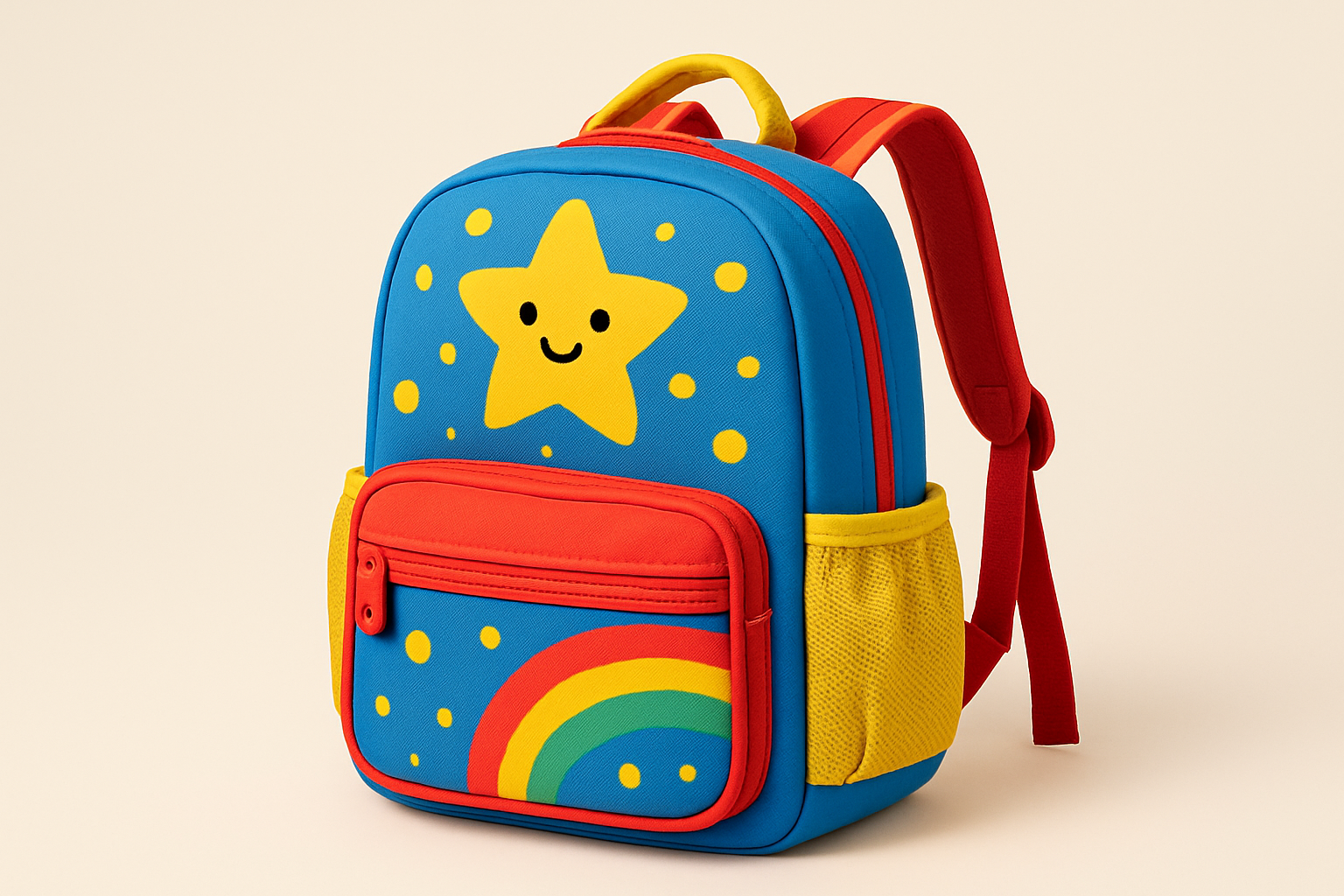 Create kids school bag with off-white background